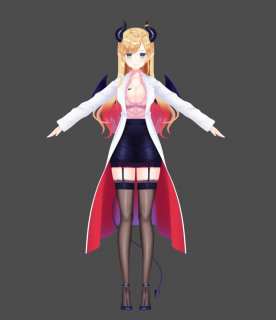 二次元日韩风格长腿丝袜女生角色模型MMD