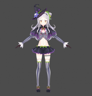 二次元日韩风格魔法帽超短裙女生角色模型MMD