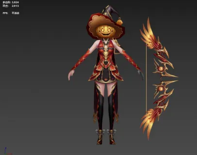 南瓜头女性弓箭手模型