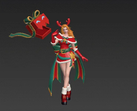 圣诞美女时装模型 有绑定和一个待机动画