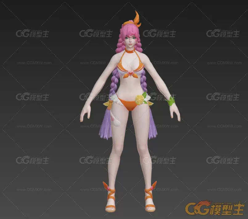 漂亮的双马尾女孩比基尼泳衣时装模型-1