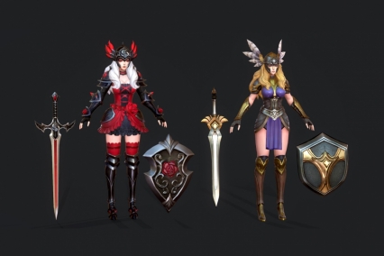 神魔游戏女剑士3D人物