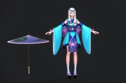 打伞的漂亮女孩