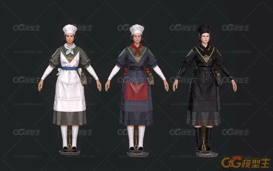 欧洲美女厨师游戏模型-1