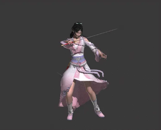 带全套动作的武侠风女主角3D模型-1