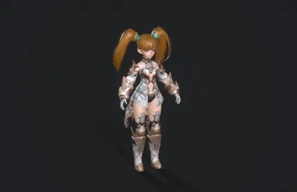 身穿银色盔甲的卡通女孩