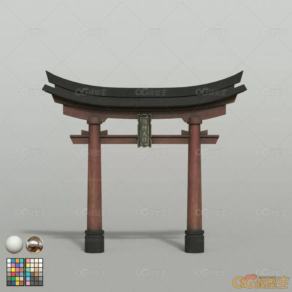 次世代日本神社鸟居torii【附带substance 3D painter（7.4.3）文件】-4