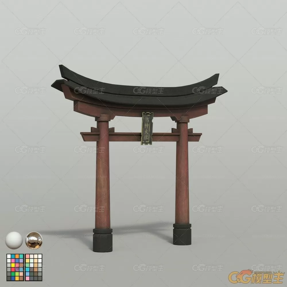 次世代日本神社鸟居torii【附带substance 3D painter（7.4.3）文件】-5