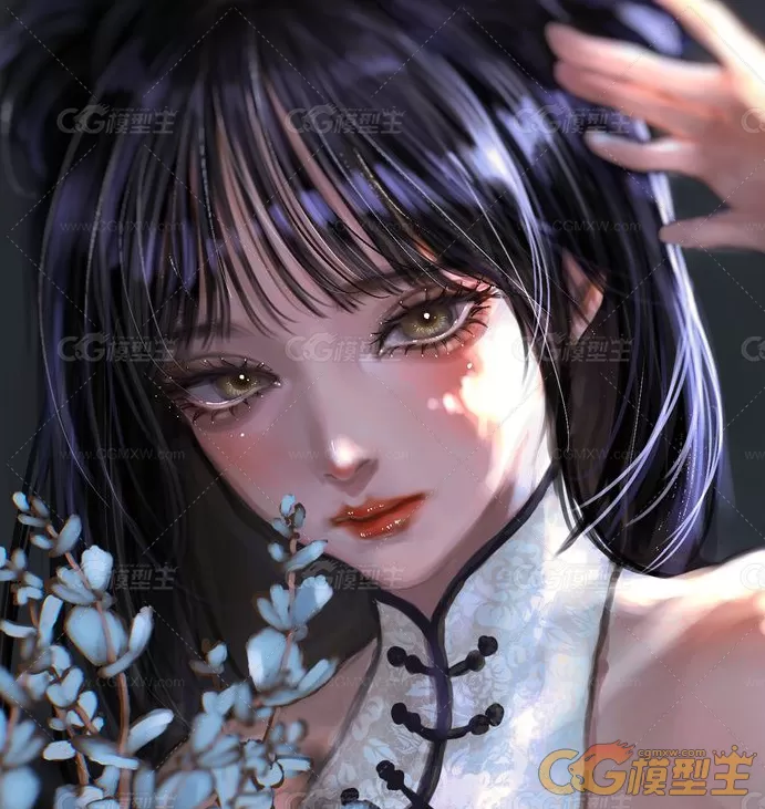 yun.AOC画师笔触细腻精致的少女头像插画cg-5