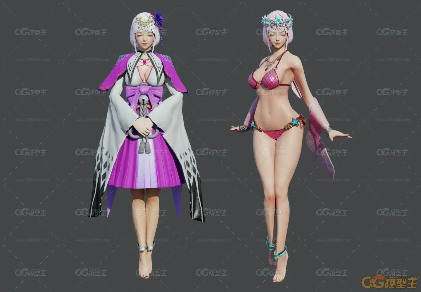 两个游戏美女角色模型-2