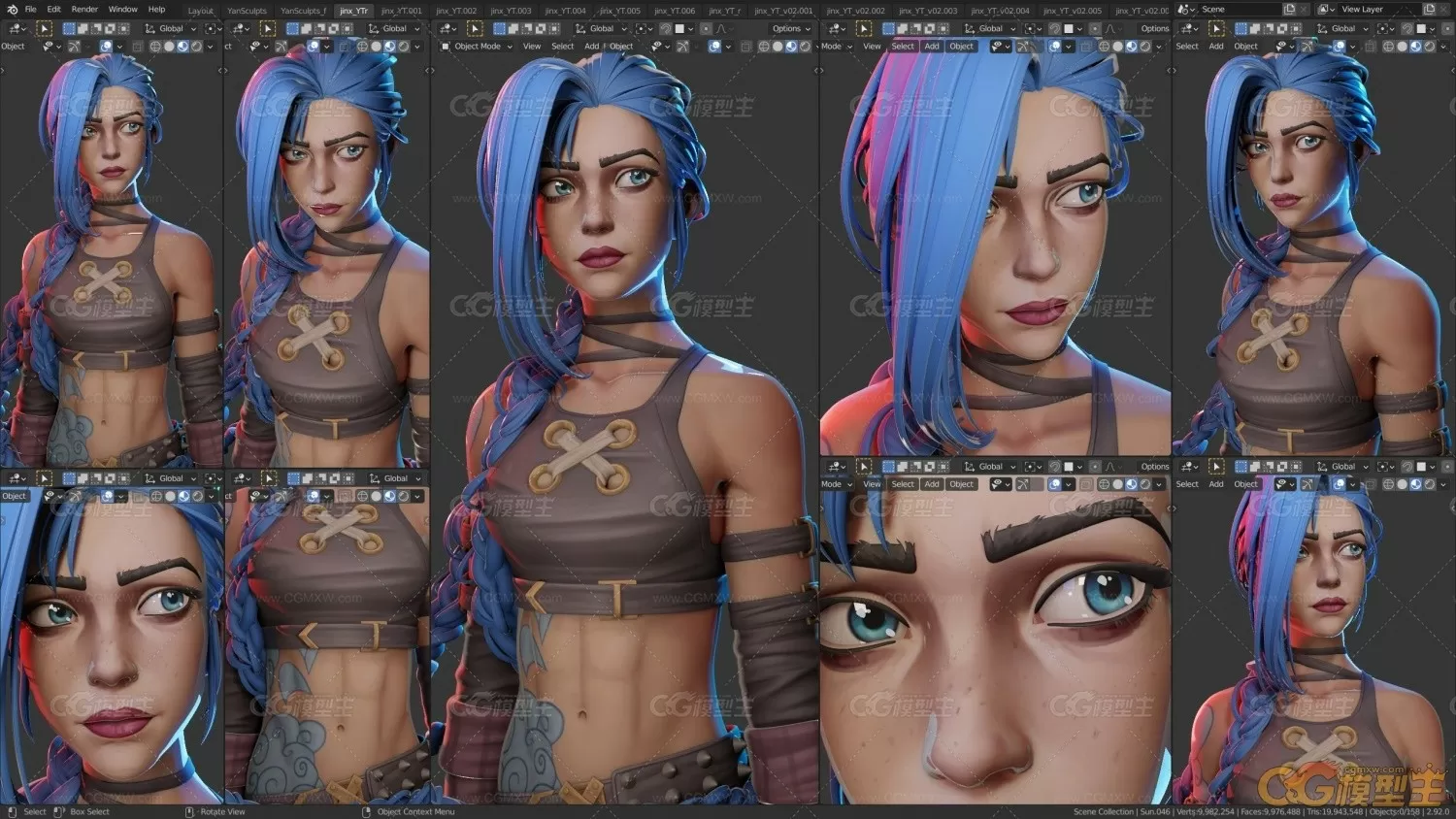 Jinx – YanSculpts 在 Blender 中创建角色-2