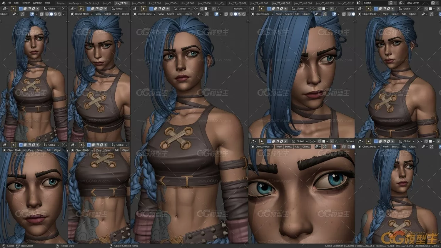 Jinx – YanSculpts 在 Blender 中创建角色-3