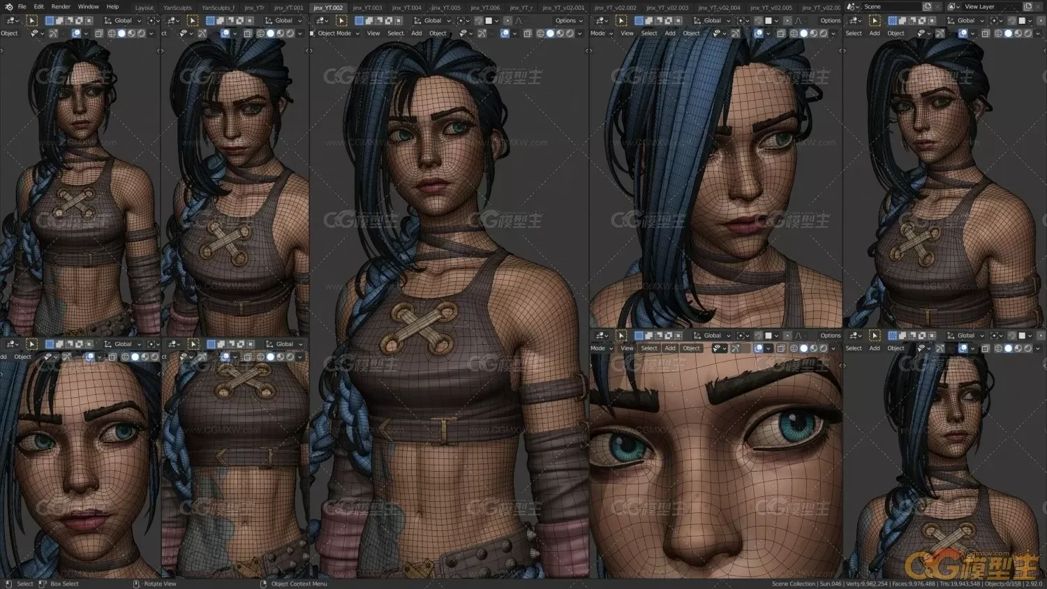 Jinx – YanSculpts 在 Blender 中创建角色-4