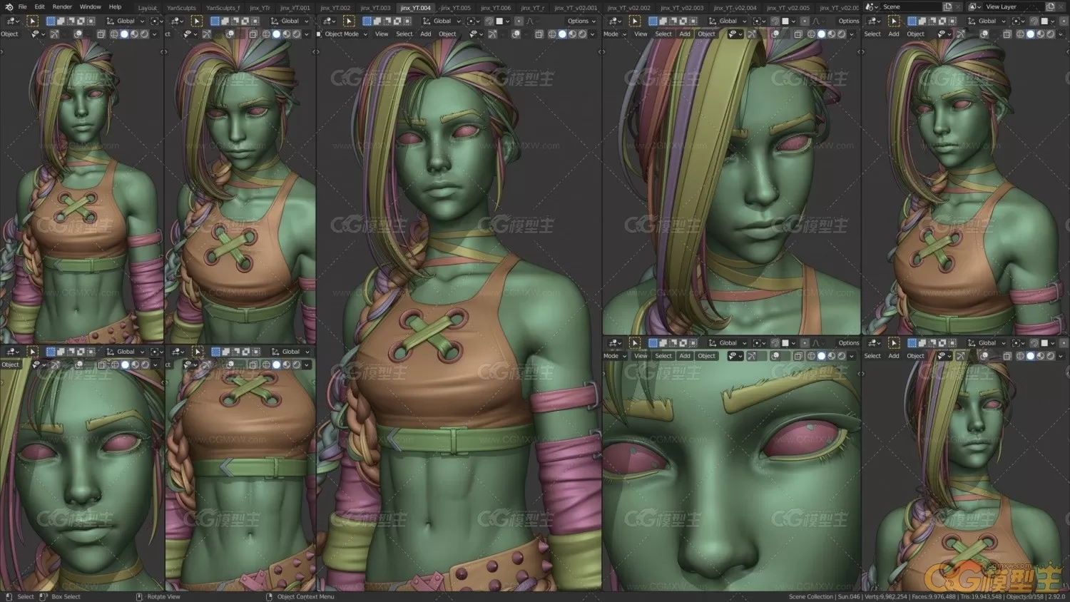 Jinx – YanSculpts 在 Blender 中创建角色-6