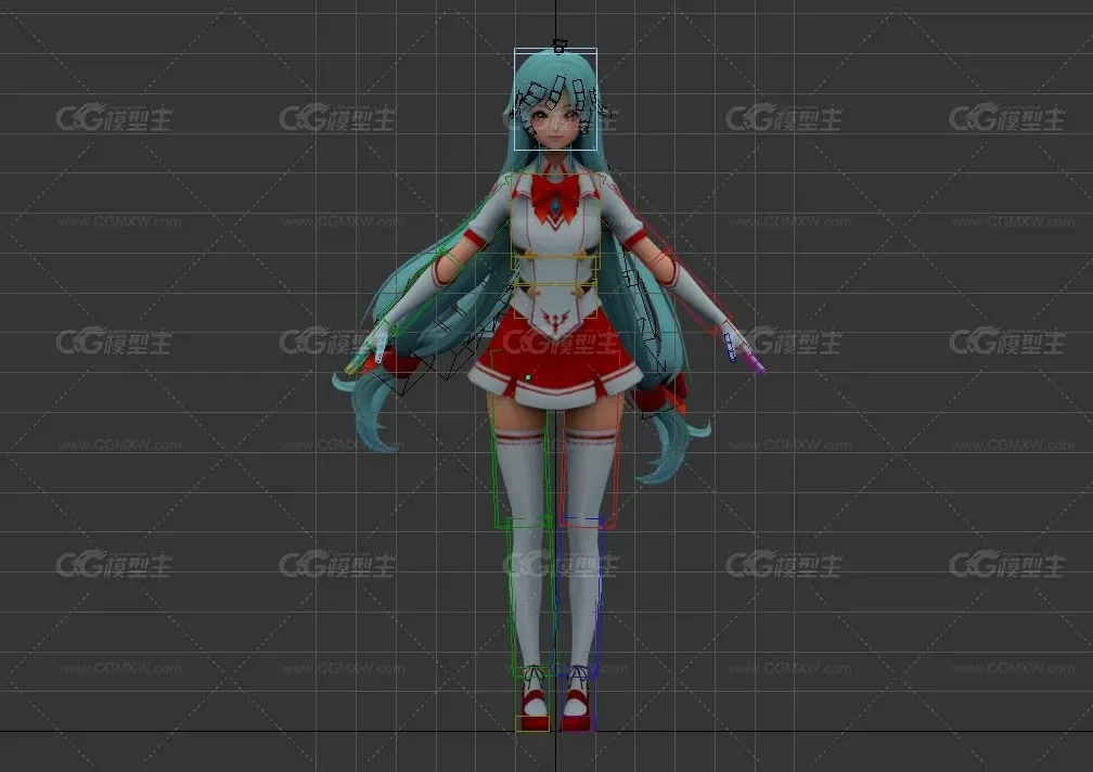 游戏女孩3d模型max格式已蒙皮带走路动画-3
