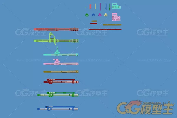 次世代现代枪支武器全套配件 枪口 枪托 弹夹 ma FBX格式-9