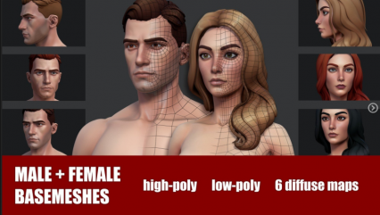 A站 欧美卡通精品男女 Basemeshes 高模 低模 基础模型