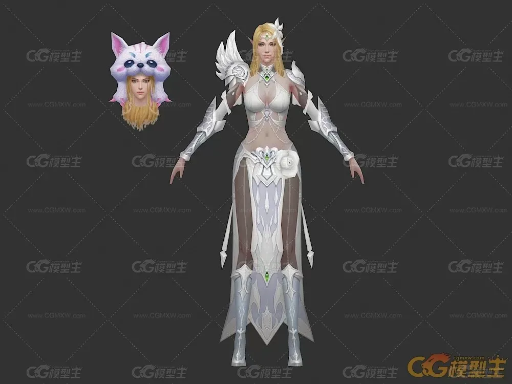 漂亮的精灵女游戏角色模型-6