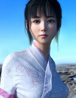 DAZ中国风美女角色3D模型 仙侠旗袍人物女孩体型服装头发 CG素材