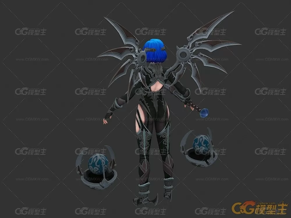 神魔科幻女战士3d游戏模型-3