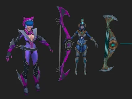 科幻女弓箭手模型