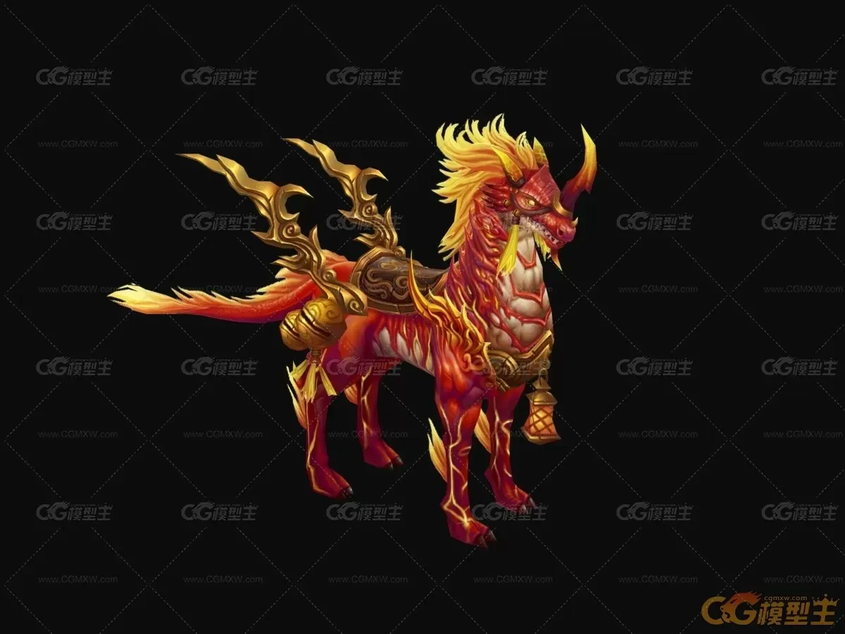 精品手绘火麒麟3D模型 带绑定和一套动画-4