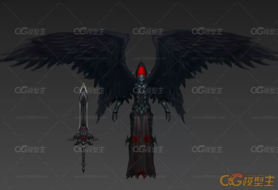 一套精品韩游风角色怪物翅膀武器宠物3D模型CG魔幻3dmax手绘风模型-19