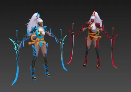 神魔游戏女角色模型 带五套不同颜色贴图