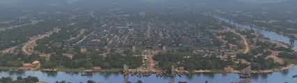 古建城池，古代建筑，建筑场景，古代集市