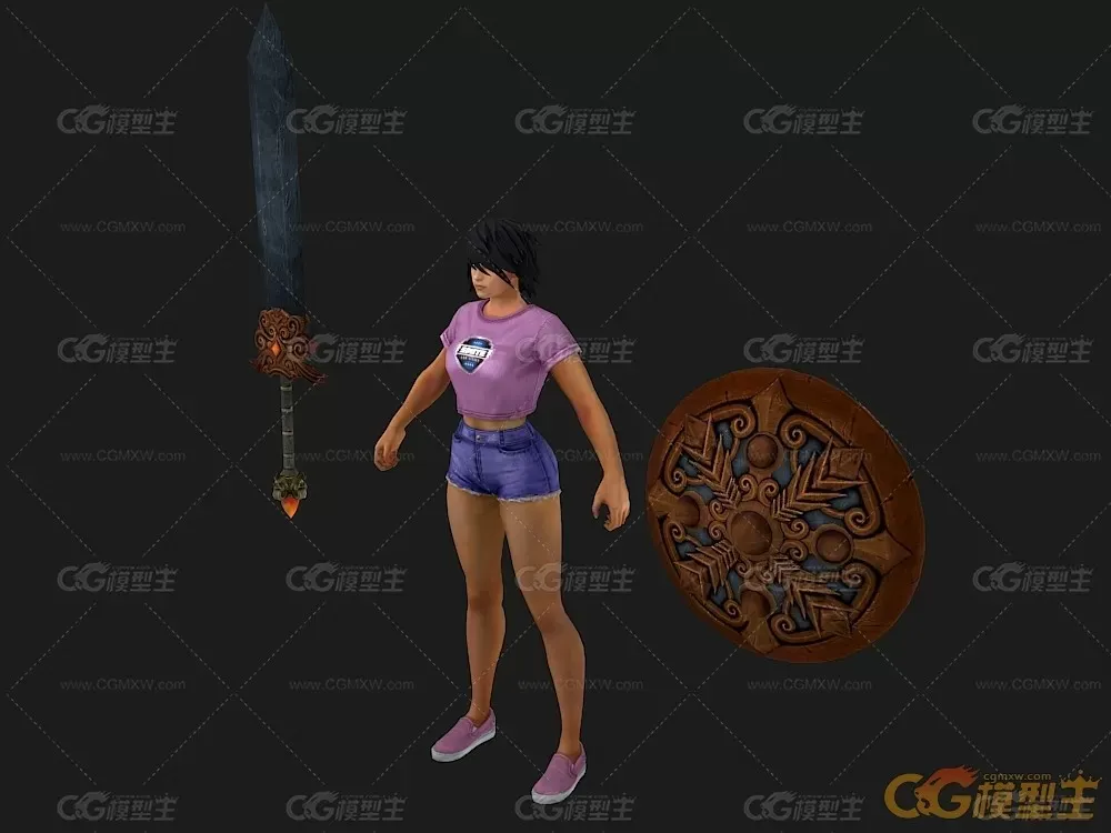 黑皮肤短发女孩模型-2