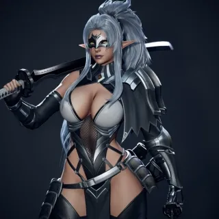 Dark Elf Blader 刀锋精灵战士 模型+骨骼 maya+max+blender