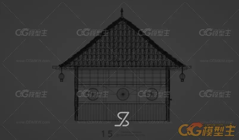 日式风格建筑，房子3D模型-3