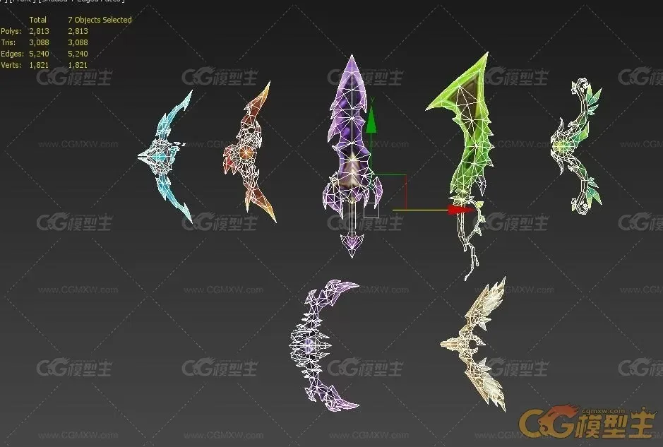 武器 刀 剑 弓箭 手绘低模 3D模型-4