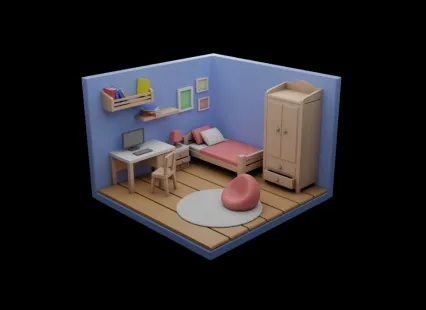 卡通风格卧室3D模型