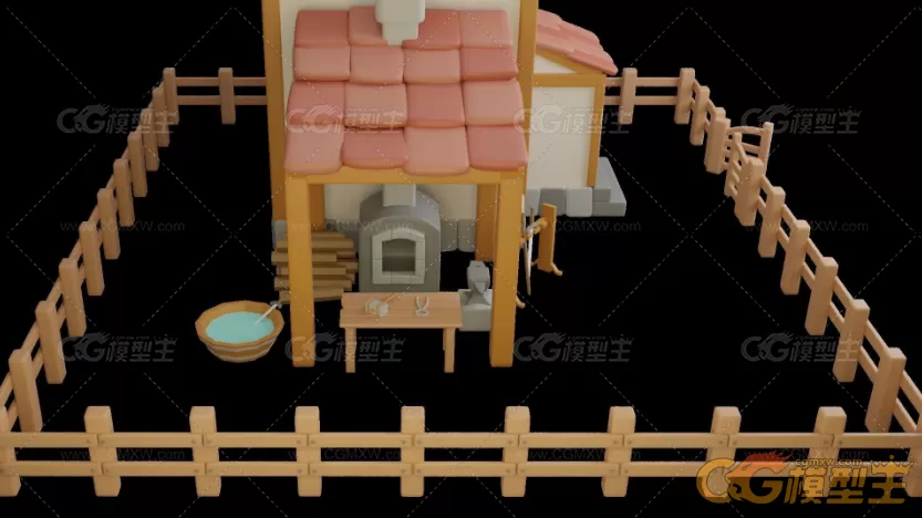 卡通风格铁匠铺3D模型-4