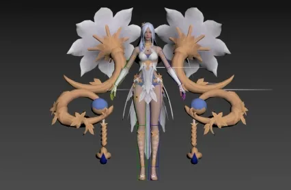 游戏女法师模型，已绑定，包含面部