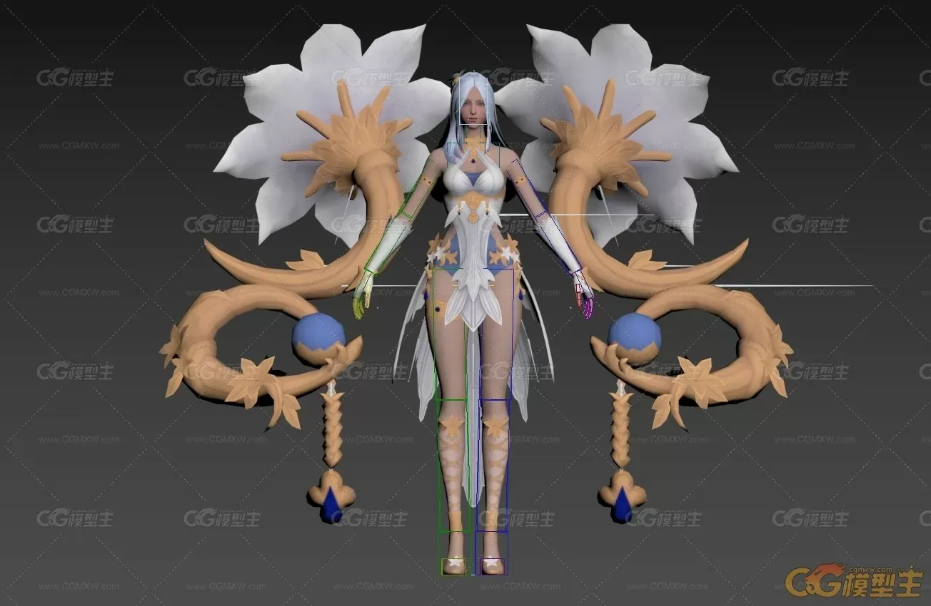 游戏女法师模型，已绑定，包含面部-1