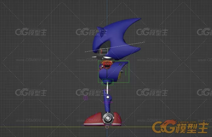 金属索尼克卡通角色3D模型-13