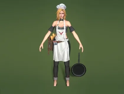 美女厨师3D模型