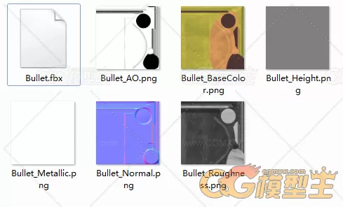 pbr次时代材质9毫米子弹3D模型-5