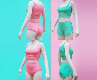 女性运动服，瑜伽服3D模型