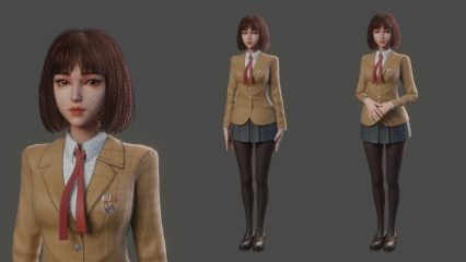 制服女孩Blender模型