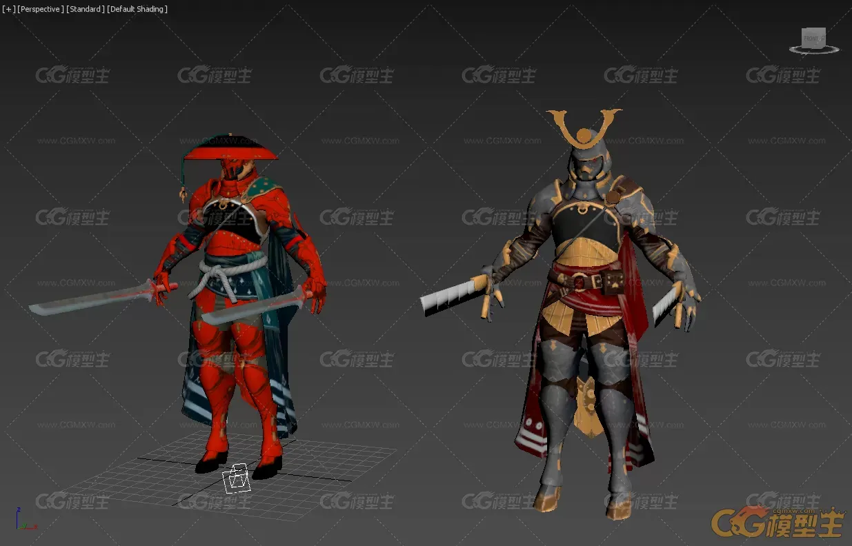 两个双刀武士模型 带绑定-2