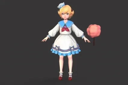 可爱的卡通小女孩模型