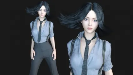 制服3D女角色模型下载