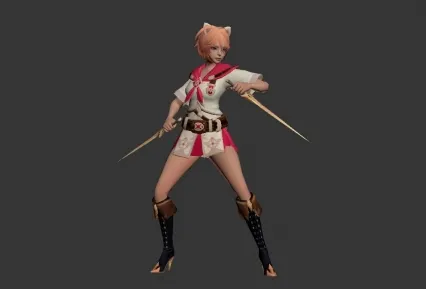 双剑少女3D模型 带绑定