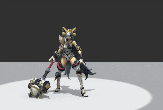 拿锤子的女战士攻击动作-1