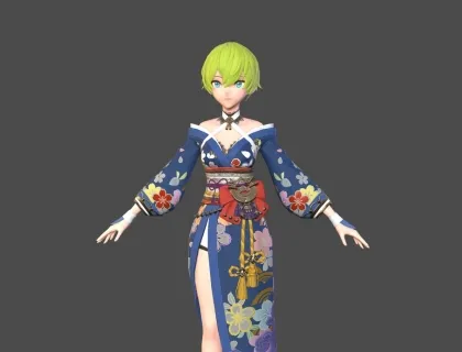 游戏女性人物和服3d模型
