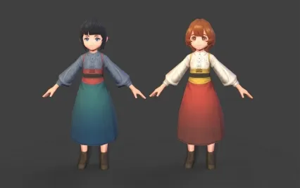 两个小女孩 girl 游戏模型