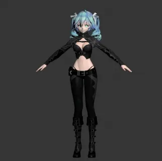 初音二次元妹子模型，已绑定蒙皮